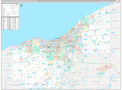 Cleveland-Elyria Metro Area Wall Map Premium Style 2024